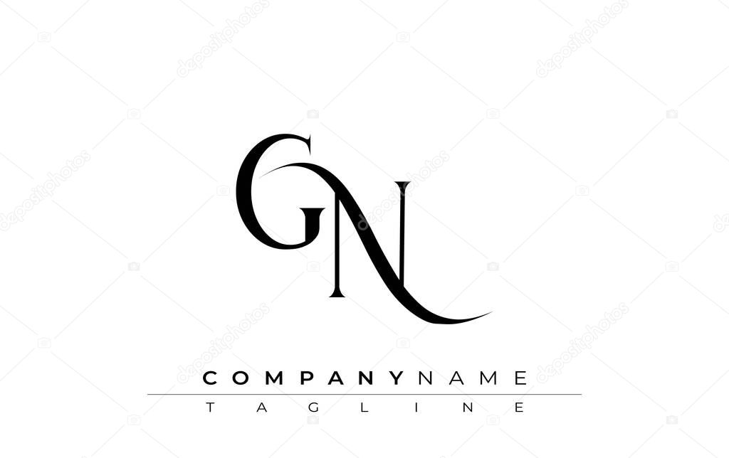 Initial GN Logo Design Vector. Elegant Monogram Logo Design with Decorative Elements and Typography