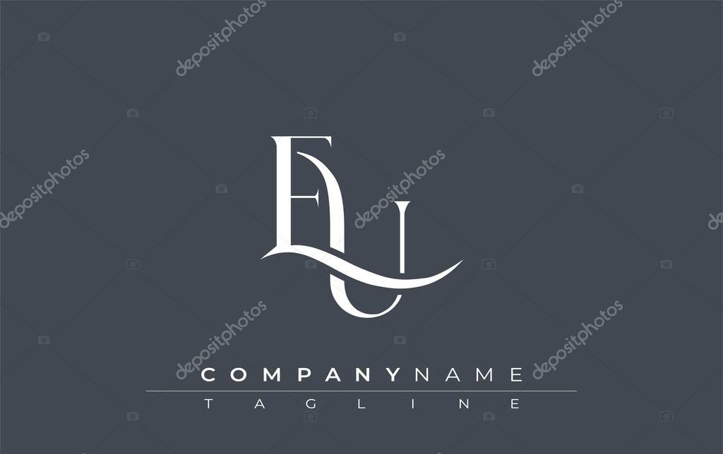 Initial EU Logo Design Vector. Elegant Monogram Logo Design with Decorative Elements and Typography