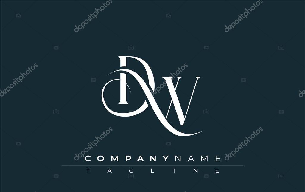 Initial DW Logo Design Vector. Elegant Monogram Logo Design with Decorative Elements and Typography
