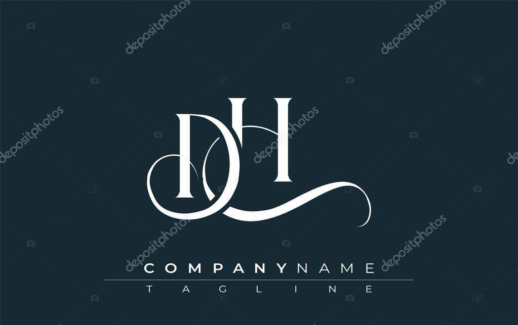 Initial DH Logo Design Vector. Elegant Monogram Logo Design with Decorative Elements and Typography