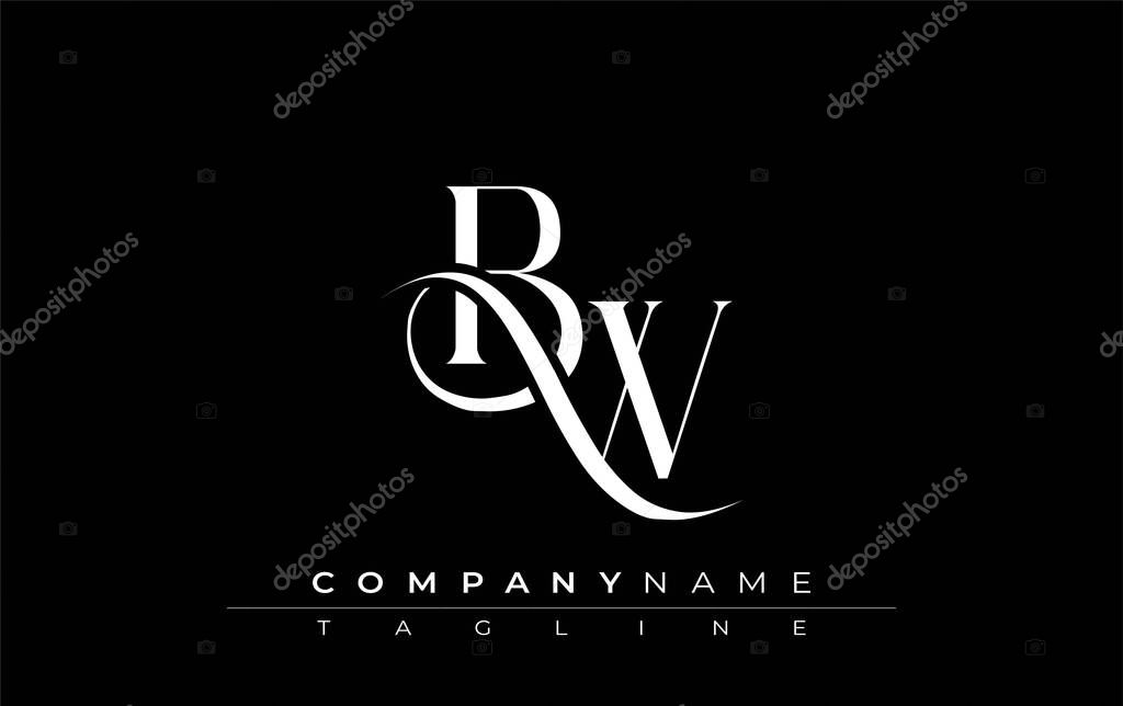 Initial BW Logo Design Vector. Elegant Monogram Logo Design with Decorative Elements and Typography