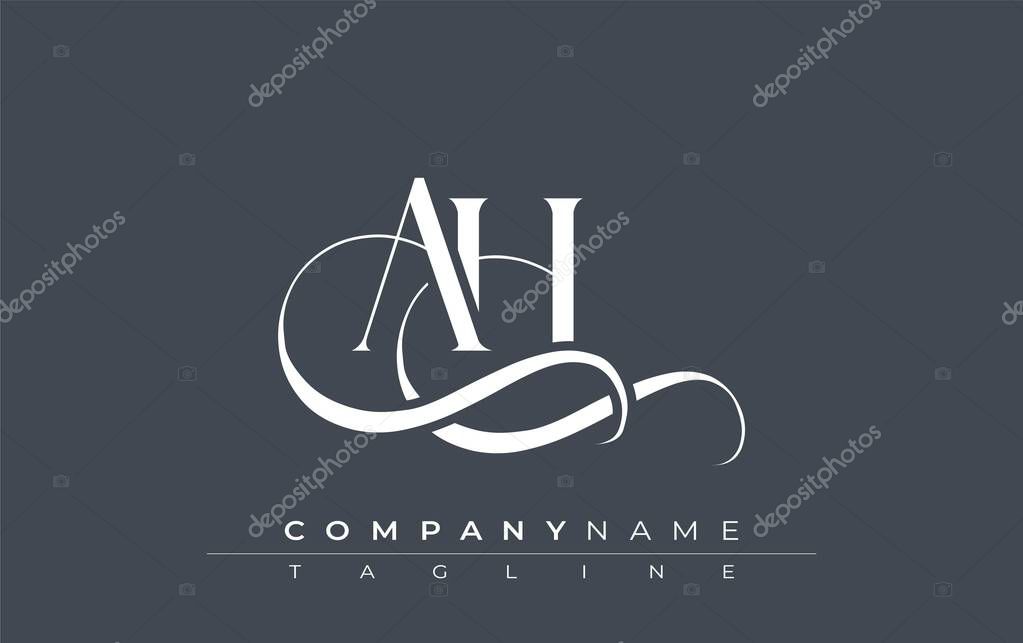 Initial AH Logo Design Vector. Elegant Monogram Logo Design with Decorative Elements and Typography
