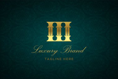 OO LUXURY Mektubu. Koyu yeşil desenli arka planda altın yazı ve dekorasyonlu lüks marka logosu, sofistike ve ayrıcalığı simgeliyor, premium ürünleri, markaları ve üst düzey işletmeleri temsil etmek için mükemmel..