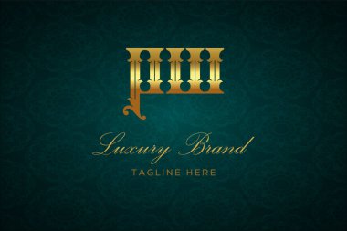 PW LUXURY Mektubu. Koyu yeşil desenli arka planda altın yazı ve dekorasyonlu lüks marka logosu, sofistike ve ayrıcalığı simgeliyor, premium ürünleri, markaları ve üst düzey işletmeleri temsil etmek için mükemmel..