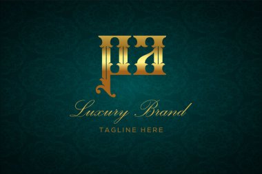 Baba Luxury mektubu. Koyu yeşil desenli arka planda altın yazı ve dekorasyonlu lüks marka logosu, sofistike ve ayrıcalığı simgeliyor, premium ürünleri, markaları ve üst düzey işletmeleri temsil etmek için mükemmel..