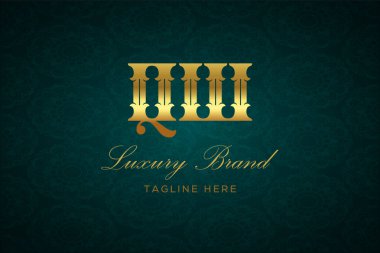 QW LUXURY Mektubu. Koyu yeşil desenli arka planda altın yazı ve dekorasyonlu lüks marka logosu, sofistike ve ayrıcalığı simgeliyor, premium ürünleri, markaları ve üst düzey işletmeleri temsil etmek için mükemmel..
