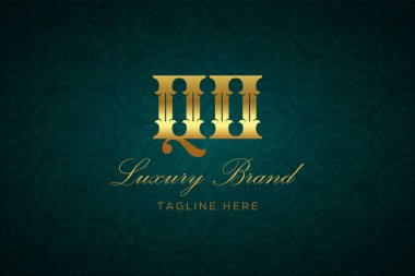 QO LUXURY Mektubu. Koyu yeşil desenli arka planda altın yazı ve dekorasyonlu lüks marka logosu, sofistike ve ayrıcalığı simgeliyor, premium ürünleri, markaları ve üst düzey işletmeleri temsil etmek için mükemmel..