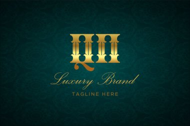 QN LUXURY Mektubu. Koyu yeşil desenli arka planda altın yazı ve dekorasyonlu lüks marka logosu, sofistike ve ayrıcalığı simgeliyor, premium ürünleri, markaları ve üst düzey işletmeleri temsil etmek için mükemmel..