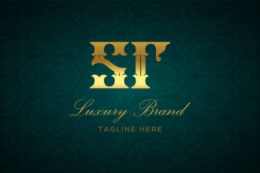 Bay Luxury 'nin mektubu. Koyu yeşil desenli arka planda altın yazı ve dekorasyonlu lüks marka logosu, sofistike ve ayrıcalığı simgeliyor, premium ürünleri, markaları ve üst düzey işletmeleri temsil etmek için mükemmel..