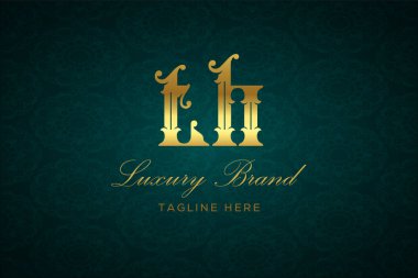 Luxury 'nin mektubu. Koyu yeşil desenli arka planda altın yazı ve dekorasyonlu lüks marka logosu, sofistike ve ayrıcalığı simgeliyor, premium ürünleri, markaları ve üst düzey işletmeleri temsil etmek için mükemmel..