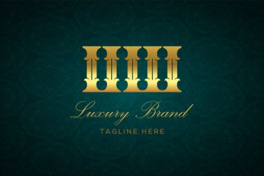 UW LUXURY Mektubu. Koyu yeşil desenli arka planda altın yazı ve dekorasyonlu lüks marka logosu, sofistike ve ayrıcalığı simgeliyor, premium ürünleri, markaları ve üst düzey işletmeleri temsil etmek için mükemmel..