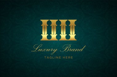 Uu luxury mektubu. Koyu yeşil desenli arka planda altın yazı ve dekorasyonlu lüks marka logosu, sofistike ve ayrıcalığı simgeliyor, premium ürünleri, markaları ve üst düzey işletmeleri temsil etmek için mükemmel..