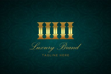 Wu Luxury Mektubu. Koyu yeşil desenli arka planda altın yazı ve dekorasyonlu lüks marka logosu, sofistike ve ayrıcalığı simgeliyor, premium ürünleri, markaları ve üst düzey işletmeleri temsil etmek için mükemmel..