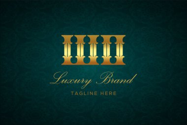 Wo Luxury Mektubu. Koyu yeşil desenli arka planda altın yazı ve dekorasyonlu lüks marka logosu, sofistike ve ayrıcalığı simgeliyor, premium ürünleri, markaları ve üst düzey işletmeleri temsil etmek için mükemmel..