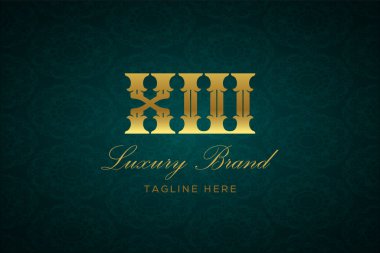 XW LUXURY Mektubu. Koyu yeşil desenli arka planda altın yazı ve dekorasyonlu lüks marka logosu, sofistike ve ayrıcalığı simgeliyor, premium ürünleri, markaları ve üst düzey işletmeleri temsil etmek için mükemmel..