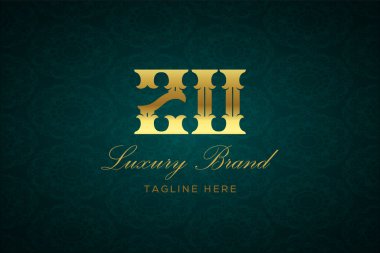 Zu Luxury mektubu. Koyu yeşil desenli arka planda altın yazı ve dekorasyonlu lüks marka logosu, sofistike ve ayrıcalığı simgeliyor, premium ürünleri, markaları ve üst düzey işletmeleri temsil etmek için mükemmel..