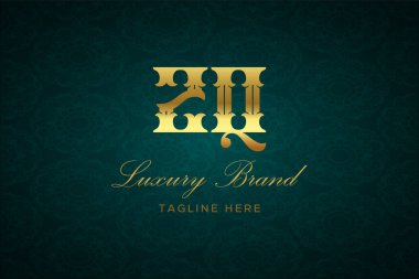 ZQ Lüksü Mektubu. Koyu yeşil desenli arka planda altın yazı ve dekorasyonlu lüks marka logosu, sofistike ve ayrıcalığı simgeliyor, premium ürünleri, markaları ve üst düzey işletmeleri temsil etmek için mükemmel..