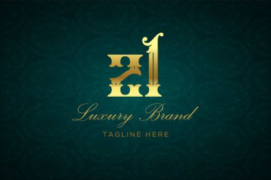 ZL Lüksü Mektubu. Koyu yeşil desenli arka planda altın yazı ve dekorasyonlu lüks marka logosu, sofistike ve ayrıcalığı simgeliyor, premium ürünleri, markaları ve üst düzey işletmeleri temsil etmek için mükemmel..