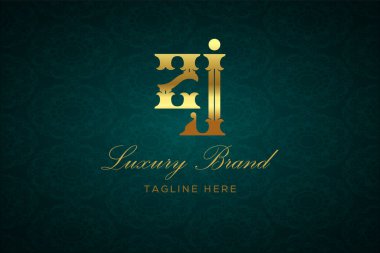 ZJ Luxury Mektubu. Koyu yeşil desenli arka planda altın yazı ve dekorasyonlu lüks marka logosu, sofistike ve ayrıcalığı simgeliyor, premium ürünleri, markaları ve üst düzey işletmeleri temsil etmek için mükemmel..