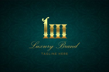 LW LUXURY Mektubu. Koyu yeşil desenli arka planda altın yazı ve dekorasyonlu lüks marka logosu, sofistike ve ayrıcalığı simgeliyor, premium ürünleri, markaları ve üst düzey işletmeleri temsil etmek için mükemmel..