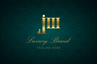 JW LUXURY Mektubu. Koyu yeşil desenli arka planda altın yazı ve dekorasyonlu lüks marka logosu, sofistike ve ayrıcalığı simgeliyor, premium ürünleri, markaları ve üst düzey işletmeleri temsil etmek için mükemmel..