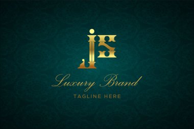 JS Luxury Mektubu. Koyu yeşil desenli arka planda altın yazı ve dekorasyonlu lüks marka logosu, sofistike ve ayrıcalığı simgeliyor, premium ürünleri, markaları ve üst düzey işletmeleri temsil etmek için mükemmel..