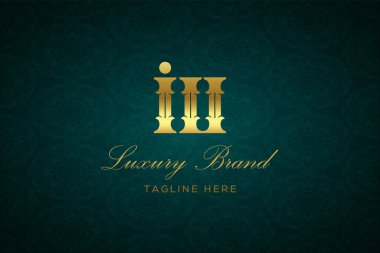 Iu Luxury Mektubu. Koyu yeşil desenli arka planda altın yazı ve dekorasyonlu lüks marka logosu, sofistike ve ayrıcalığı simgeliyor, premium ürünleri, markaları ve üst düzey işletmeleri temsil etmek için mükemmel..