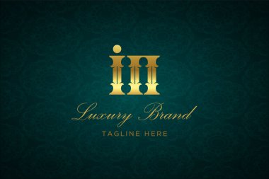 Luxury Letter 'da. Koyu yeşil desenli arka planda altın yazı ve dekorasyonlu lüks marka logosu, sofistike ve ayrıcalığı simgeliyor, premium ürünleri, markaları ve üst düzey işletmeleri temsil etmek için mükemmel..
