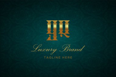 GQ Lüksü Mektubu. Koyu yeşil desenli arka planda altın yazı ve dekorasyonlu lüks marka logosu, sofistike ve ayrıcalığı simgeliyor, premium ürünleri, markaları ve üst düzey işletmeleri temsil etmek için mükemmel..