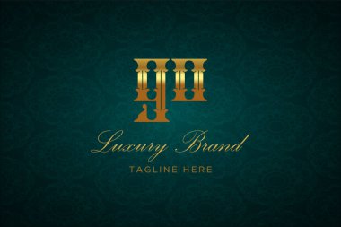 Luxury Letter 'a git. Koyu yeşil desenli arka planda altın yazı ve dekorasyonlu lüks marka logosu, sofistike ve ayrıcalığı simgeliyor, premium ürünleri, markaları ve üst düzey işletmeleri temsil etmek için mükemmel..