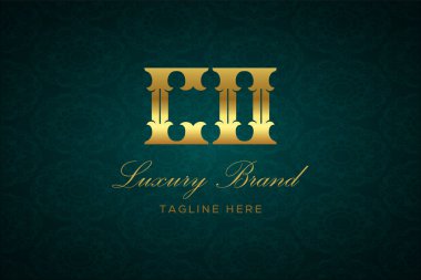 Gardiyan Luxury Harfleri. Koyu yeşil desenli arka planda altın yazı ve dekorasyonlu lüks marka logosu, sofistike ve ayrıcalığı simgeliyor, premium ürünleri, markaları ve üst düzey işletmeleri temsil etmek için mükemmel..