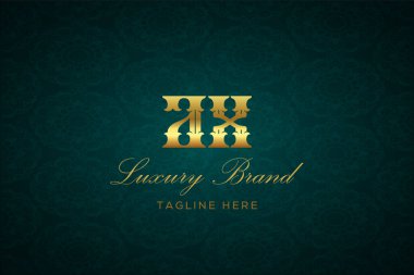Balta Luxury Harfleri. Koyu yeşil desenli arka planda altın yazı ve dekorasyonlu lüks marka logosu, sofistike ve ayrıcalığı simgeliyor, premium ürünleri, markaları ve üst düzey işletmeleri temsil etmek için mükemmel..