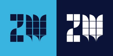 Fayans şekilli ZW logo tasarımı. Ticari veya marka için uygun minimalist ve modern vektör illüstrasyon tasarımı