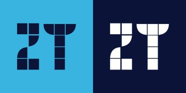 Fayans şekilli ZT logo tasarımı. Ticari veya marka için uygun minimalist ve modern vektör illüstrasyon tasarımı