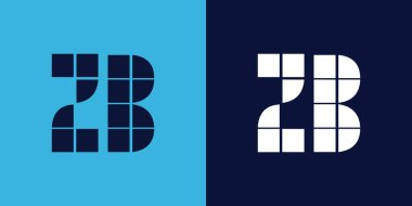 Fayans şekilli ZB logo tasarımı. Ticari veya marka için uygun minimalist ve modern vektör illüstrasyon tasarımı