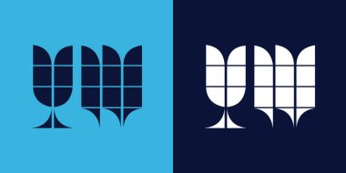 Fayans şekilli YW logo tasarımı. Ticari veya marka için uygun minimalist ve modern vektör illüstrasyon tasarımı