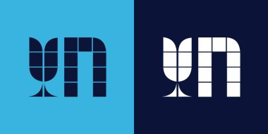 Fayans şekilli YN logo tasarımı. Ticari veya marka için uygun minimalist ve modern vektör illüstrasyon tasarımı