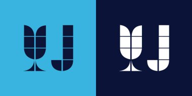 Fayans şekilli YJ logo tasarımı. Ticari veya marka için uygun minimalist ve modern vektör illüstrasyon tasarımı