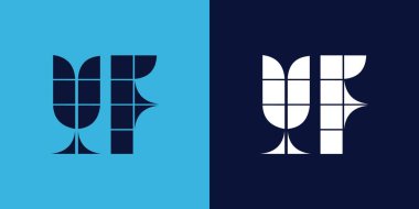 Fayans şekilli YF logo tasarımı. Ticari veya marka için uygun minimalist ve modern vektör illüstrasyon tasarımı