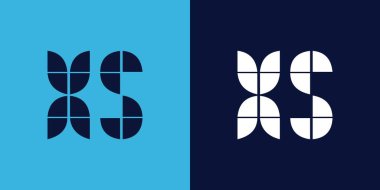 Fayans şekilli XS logo tasarımı. Ticari veya marka için uygun minimalist ve modern vektör illüstrasyon tasarımı