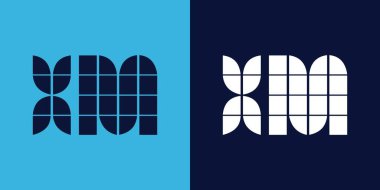 Fayans şekilli XM logo tasarımı. Ticari veya marka için uygun minimalist ve modern vektör illüstrasyon tasarımı
