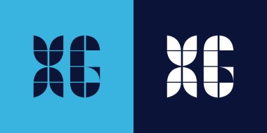 Fayans şekilli XG logo tasarımı. Ticari veya marka için uygun minimalist ve modern vektör illüstrasyon tasarımı