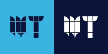 Fayans şekilli WT logo tasarımı. Ticari veya marka için uygun minimalist ve modern vektör illüstrasyon tasarımı