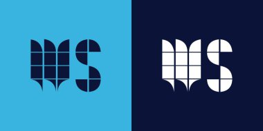 Fayans şekilli WS logo tasarımı. Ticari veya marka için uygun minimalist ve modern vektör illüstrasyon tasarımı