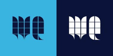 Fayans şekilli WQ logo tasarımı. Ticari veya marka için uygun minimalist ve modern vektör illüstrasyon tasarımı