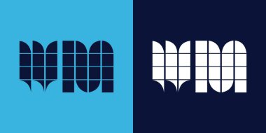 Fayans şekilli WM logo tasarımı. Ticari veya marka için uygun minimalist ve modern vektör illüstrasyon tasarımı