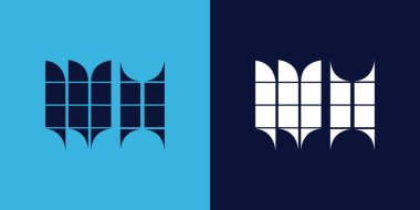 Fayans şekilli WH logo tasarımı. Ticari veya marka için uygun minimalist ve modern vektör illüstrasyon tasarımı