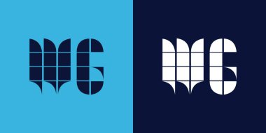 Fayans şekilli WG logo tasarımı. Ticari veya marka için uygun minimalist ve modern vektör illüstrasyon tasarımı