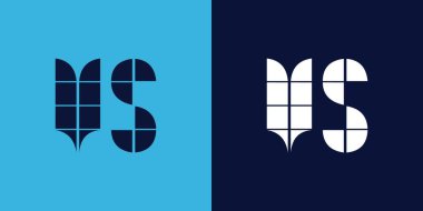 Fayans şekilli VS logo tasarımı. Ticari veya marka için uygun minimalist ve modern vektör illüstrasyon tasarımı