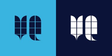 Fayans şekilli VQ logo tasarımı. Ticari veya marka için uygun minimalist ve modern vektör illüstrasyon tasarımı